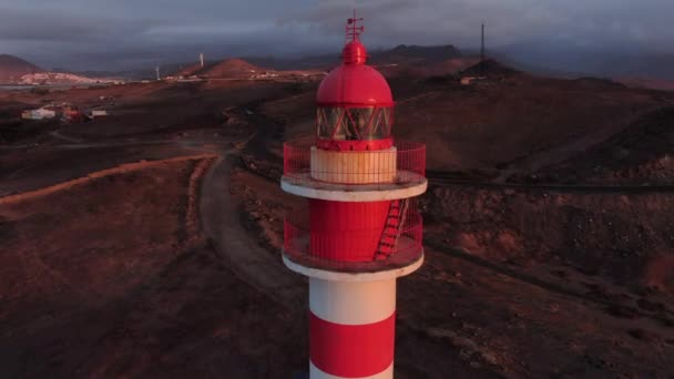 大加那利亚灯塔的日落天线 Faro Sardina — 图库视频影像