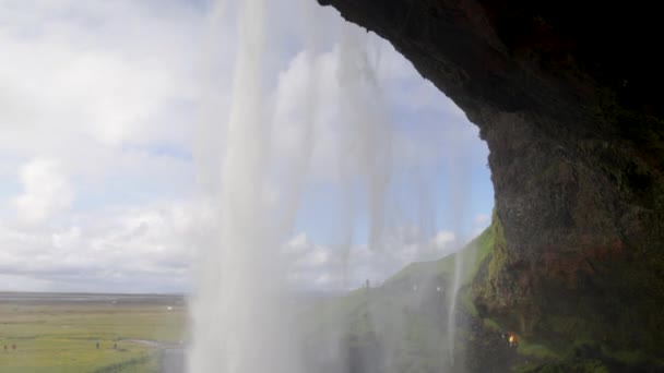 Seljalandsfoss Şelaleleri Zlanda Ağır Çekim Altında — Stok video