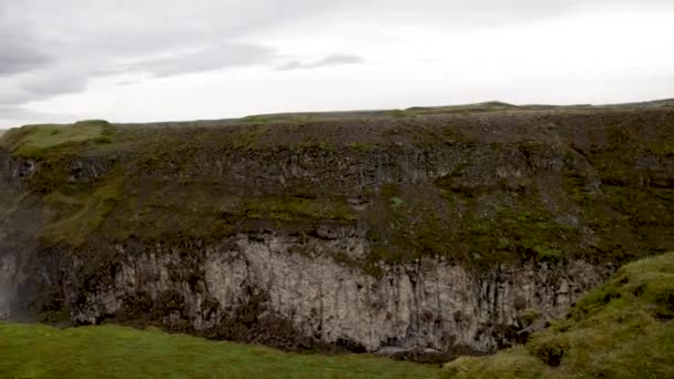 Gullfoss Падает Исландии Гимбалом Видео Панорамирование Справа Налево — стоковое видео