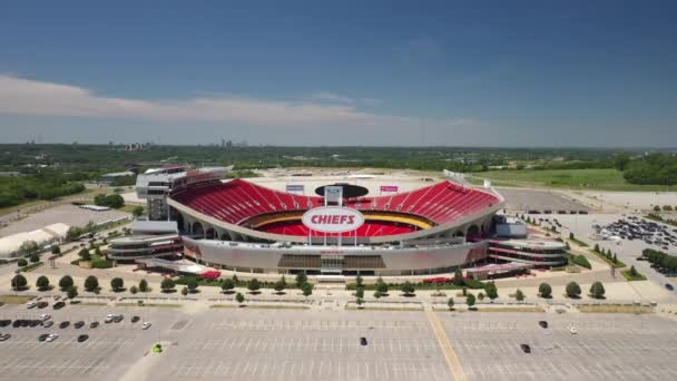 Kansas City Chiefs Arrowhead Stadium Com Vídeo Drone Subindo — Vídeo de Stock