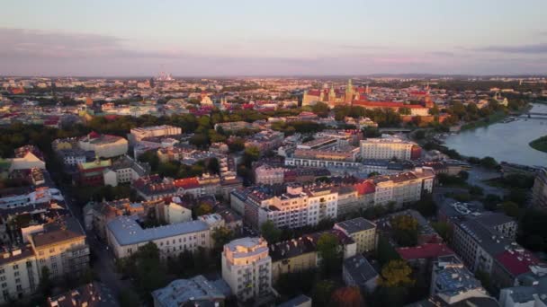 Widok Lotu Ptaka Zamek Vavele Centrum Krakowa Polska — Wideo stockowe