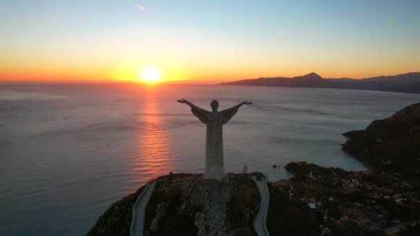 Statue Christ Redeemer Located Maratea Italy Created Carrara Marble Third — Vídeos de Stock