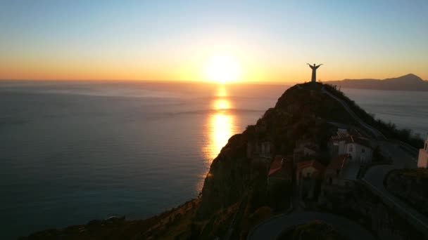 Statue Christ Redeemer Located Maratea Italy Created Carrara Marble Third — Stockvideo