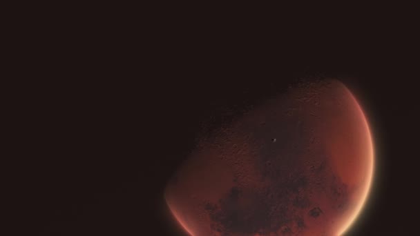 Marte Con Navicella Spaziale Diretta Verso Telecamera Flyby — Video Stock