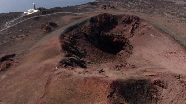 Fantastische Luchtfoto Vulkaan Het Spotten Van Orchilla Vuurtoren Het Eiland — Stockvideo