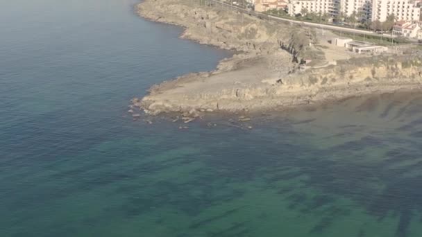 Vanuit Lucht Uitzicht Het Strand Pedro Van Estoril Portugal — Stockvideo