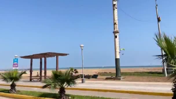 Tiro Hermosa Vista Mar Mientras Conduce Por San Miguel Lima — Vídeos de Stock