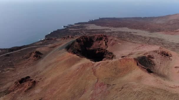 Fantastische Luchtfoto Een Baan Boven Een Vulkaan Het Spotten Van — Stockvideo