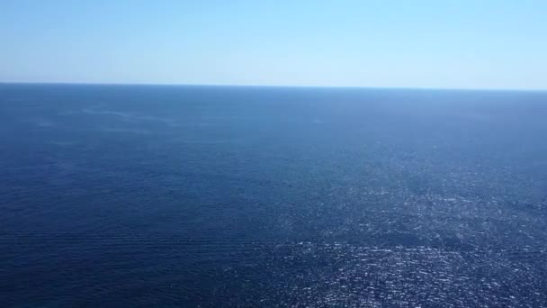 Boats Blue Bay Infinite Horizon Calm Aerial View Flight Panorama — Stock Video