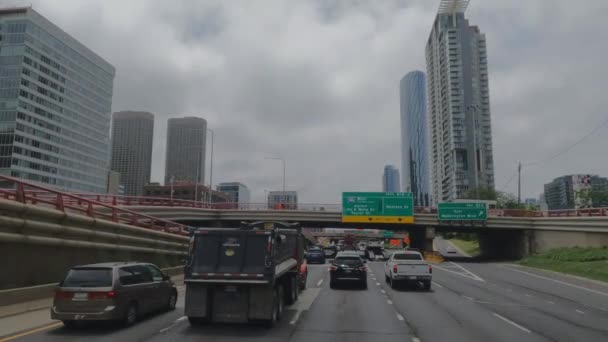 Traveling Chicago Illinois Area Suburbs Streets Highways Pov Mode I94E — Stock Video
