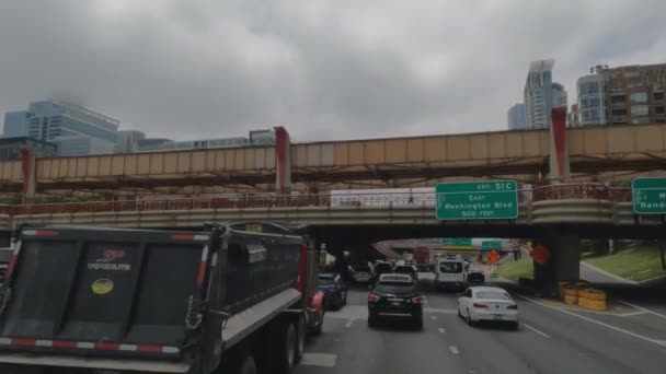 Traveling Chicago Illinois Area Suburbs Streets Highways Pov Mode I94E — стоковое видео