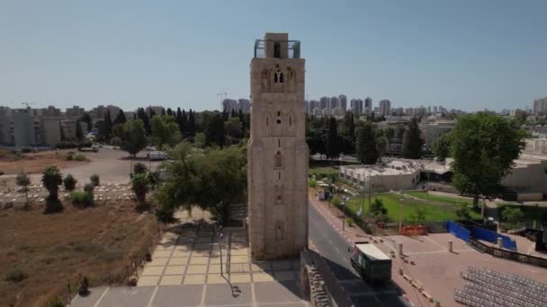 Parallax Runt Vita Moskén Ramla Israel Omgiven Rahva Rakiya Centrum — Stockvideo