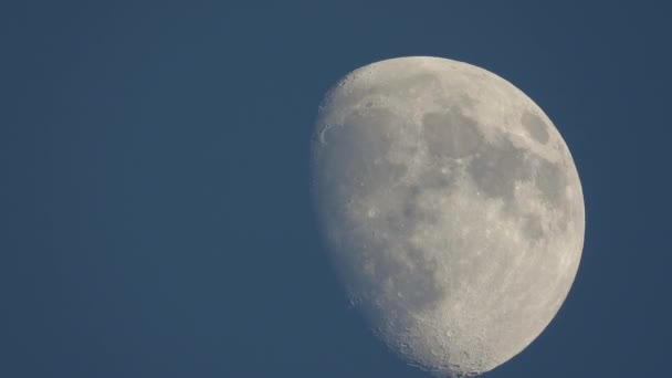 Луна Восковой Гиббусной Фазе Проходящая Мимо Луна — стоковое видео