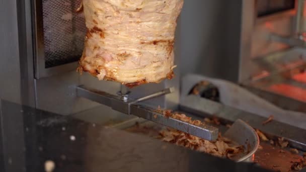 Kebab Gotowanie Małym Ogniu Restauracji Skiathos — Wideo stockowe