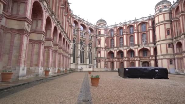 Pov Caminhando Saint Germain Laye Pátio Interior Antigo Palácio Real — Vídeo de Stock
