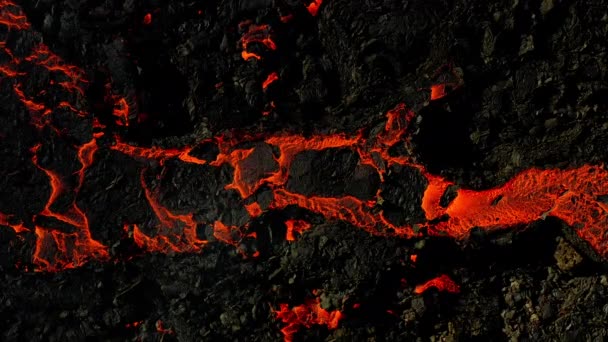 Top View Lava Rzeka Fagradalsfjall Wulkan Podczas Erupcji Wulkanicznej Islandii — Wideo stockowe
