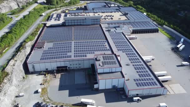 High Altitude Aerial View Showing Asko Industrial Warehouse Bergen Covered — Stock Video