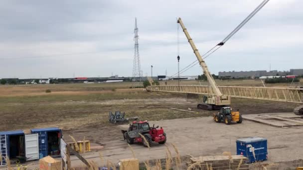 Arbetstagare Arbetar Ett Vindkraftverk Lommel Belgien — Stockvideo