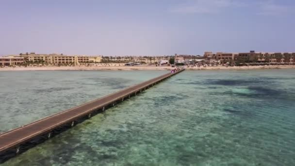 Aerial Fpv Shot Pier Red Sea Going Water — Wideo stockowe