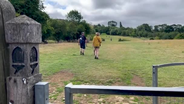 Símbolo Típico Sinalização Apontando Caminho Para Chegar Cotswolds Caminhantes Segundo — Vídeo de Stock