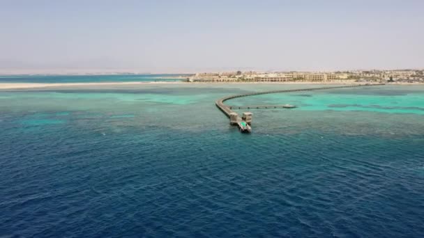 Drone Fpv Aéreo Tiro Cais Lindo Mar Vermelho Egito — Vídeo de Stock