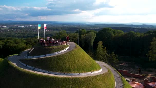 Kosciuszko Mound Kopiec Kosciuszki Cracovia Reper Polonia Vedere Aeriană — Videoclip de stoc
