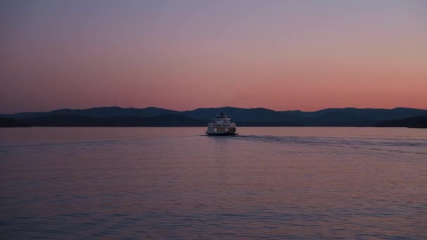 Ferry Boat Pendant Coucher Soleil Bateau Mouvement — Video