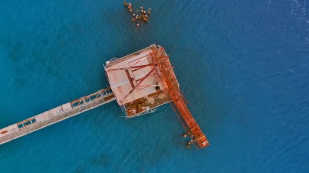 Rotativa Vista Superior Drone Shot Sugar Cane Pier Muelle Azcar — Vídeo de Stock