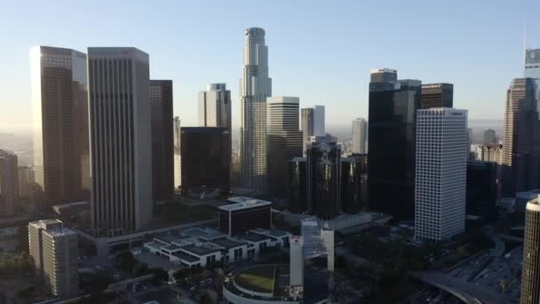 早朝の美しい映画ドローン撮影 ダウンタウン ロサンゼルス — ストック動画