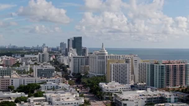 Miami Stad Byggnader Och Gator Fåglar Syn Solig Varm Dag — Stockvideo