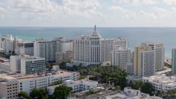 Majestatyczne Białe Budynki Miami Śródmieścia Widok Lotu Ptaka — Wideo stockowe