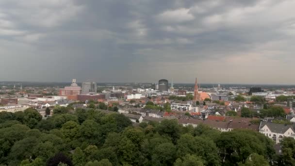 Drone Disparou Subindo Voando Sobre Cidade Dortmund Alemanha Ângulo Largo — Vídeo de Stock