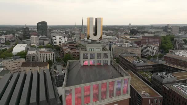 Drone Skott Omloppsbana Tower Dortmund Stad Tyskland — Stockvideo