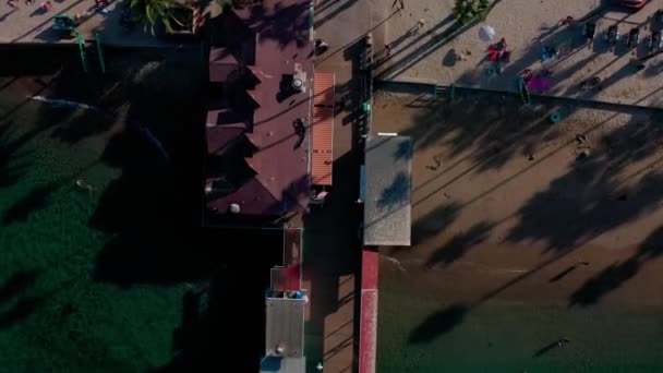 Drone Flying Catalina Island Pier Looking Straight — Stock Video