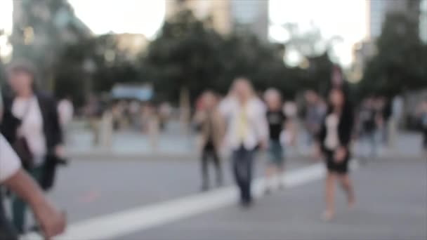 Imagen Borrosa Personas Caminando Por Una Plaza Del Centro Ciudad — Vídeo de stock