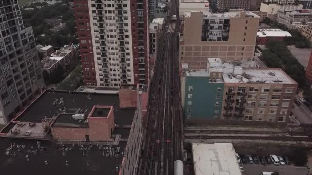 Imagens Aéreas Mover Trem Chicago Illinois Direção Horizonte — Vídeo de Stock