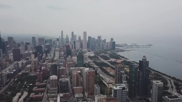 Imagens Aéreas Chicago Cidade Skyline Panning Esquerda — Vídeo de Stock