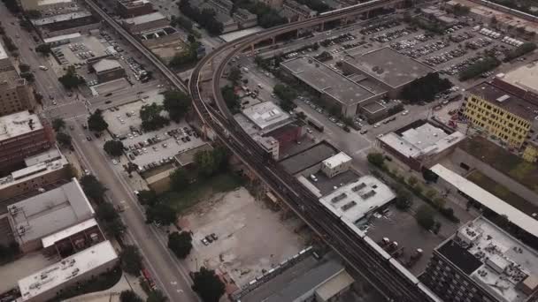 Vista Pájaro Las Calles Del Tren Ciudad Chicago — Vídeos de Stock