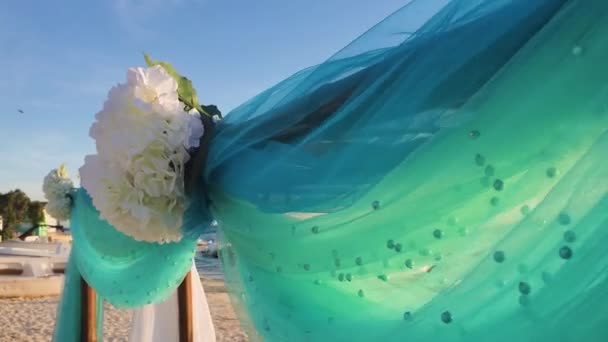 Strand Esküvő Dekoráció Óceánparti Karibi Tenger Los Roques Közelről — Stock videók