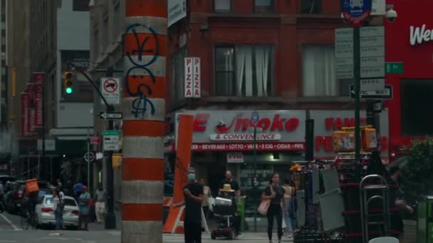 All Angolo Della Strada New York Intersezione Affollata Midtown Manhattan — Video Stock