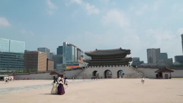 Porte Historique Gwanghwamun Skyline Séoul City Corée Sud Destination Voyage — Video