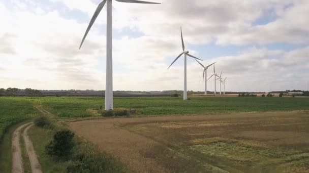 Rij Van Windturbines Opwekken Van Elektriciteit Wind Farm Technologie Voor — Stockvideo