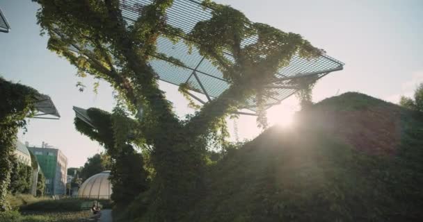 Futuristische Constructie Voor Klimplanten Botanische Tuin Van Universiteit Van Warschau — Stockvideo