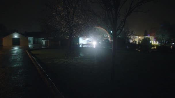 Pan Mysterious Moody Night Time Scene Bletchley Park Lens Flare — Stock Video