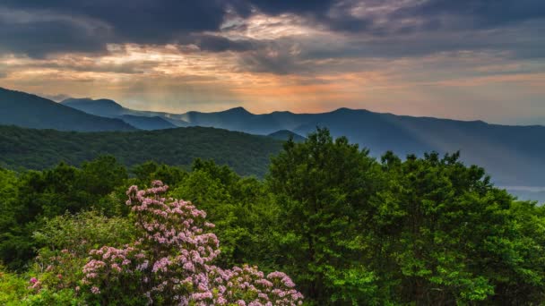 Tidsnöd Över Blue Ridge Mountains Asheville North Carolina — Stockvideo