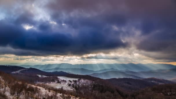 Winter Scene Time Lapse Blue Ridge Mountains North Carolina — Stockvideo