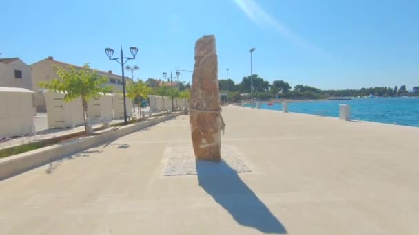 Tiro Ornamento Beira Mar Supetar Croácia — Vídeo de Stock