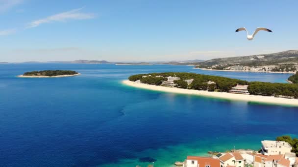 Drone Shot Flyover Primosten Croatia — Stock Video