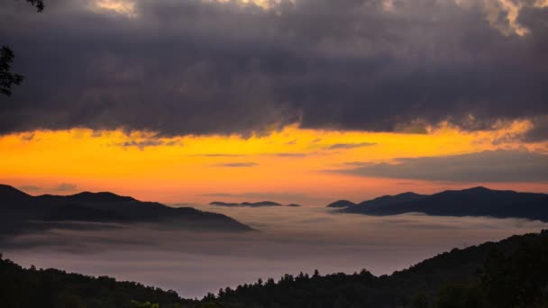 Zeitraffer Des Majestätischen Sonnenaufgangs Blue Ridge Mountains North Carolina — Stockvideo