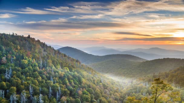 Sunrise Time Lapse Clouds Blue Ridge Mountains Asheville Carolina Norte — Vídeo de Stock